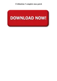 Civilization 3 Complete Mac Patch