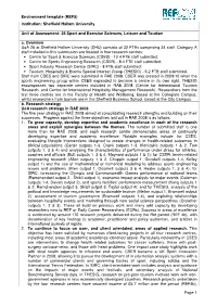 Environment Template (REF5) Institution: Sheffield Hallam University