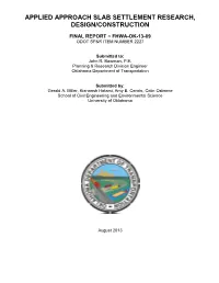 Final Report ~ Fhwa-Ok-13-09 Odot Sp&R Item Number 2227