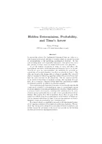 Hidden Determinism, Probability, and Time's Arrow