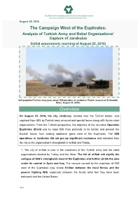 Analysis of Turkish Army and Rebel Organizations' Capture of Jarabulus (Initial Assessment, Morning of August 25, 2016)