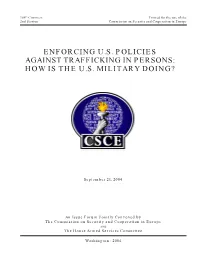 Enforcing Us Policies Against Trafficking in Persons: How Is the Us Military Doing?