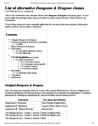 List of Alternative List of Alternative Dungeons Dungeons & Dragons
