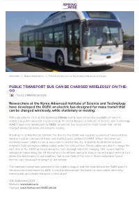 Public Transport Bus Can Be Charged Wirelessly On-The-Go