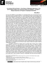 The Quasi-Religious Belief in the Miraculous Power of Unlimited […] Progress.’ Analyse Depictions of Progress in Dystopian Narratives