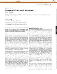 Gene Prediction: the End of the Beginning Comment Colin Semple