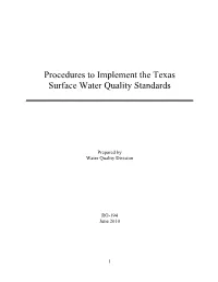 Procedures to Implement the Texas Surface Water Quality Standards