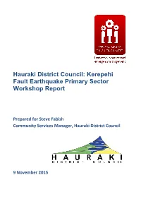Kerepehi Fault Earthquake Primary Sector Workshop Report