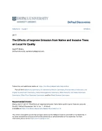The Effects of Isoprene Emission from Native and Invasive Trees on Local Air Quality