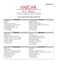 Appendix D State Child Welfare Agencies