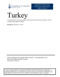 Country Report for Use in Refugee Claims Based on Persecution Relating to Sexual Orientation and Gender Identity