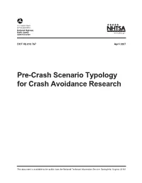 Pre-Crash Scenario Typology for Crash Avoidance Research