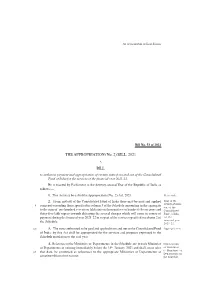 THE APPROPRIATION (No. 2) BILL, 2021