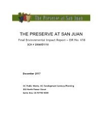 THE PRESERVE at SAN JUAN Final Environmental Impact Report – EIR No