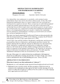 ABSTRACTION in MATHEMATICS and MATHEMATICS LEARNING Michael Mitchelmore Paul White Macquarie University Australian Catholic University