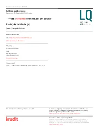L'abc De La BD Du QC