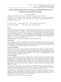 On the Segmental-Structural Formation of Syllable Models (On the Material of the Spanish Language)