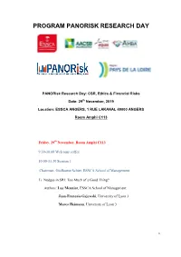 Program Panorisk Research Day