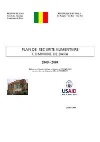 REGION DE GAO REPUBLIQUE DU MALI Cercle De Ansongo Un Peuple – Un but – Une Foi Commune De Bara