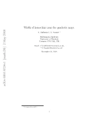 Width of Homoclinic Zone for Quadratic Maps
