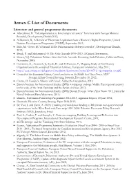 Annex C List of Documents Literature and General Programme Documents  Albrechtsen, R