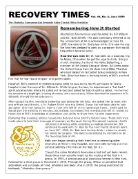 June 2020 the Alcoholics Anonymous San Fernando Valley Central Office Newsletter Remembering How It Started