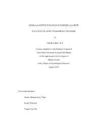 Neurocognitive Function in Individuals With