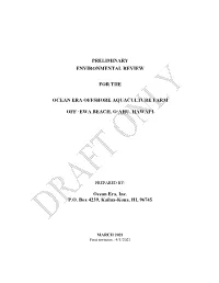 Preliminary Environmental Review of 'Ewa Beach Proposal
