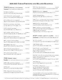 2020-2021 Torah Portions and Related Readings