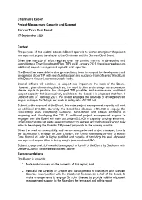Chairman's Report Project Management Capacity and Support