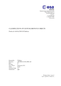 Classification of Geosynchronous Objects