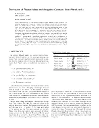 Derivation of Photon Mass and Avogadro Constant from Planck Units