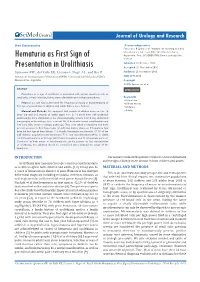 Hematuria As First Sign of Presentation in Urolithiasis