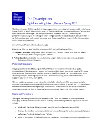Job Description Digital Marketing Intern, Remote, Spring 2021