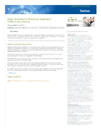 Magic Quadrant for Enterprise Application Platform As a Service