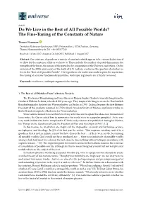 The Fine-Tuning of the Constants of Nature
