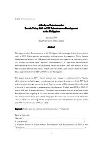 A Study on Dutertenomics: Drastic Policy Shift in PPP Infrastructure Development in the Philippines