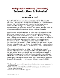 Holographic Memory (Holomem) Introduction & Tutorial