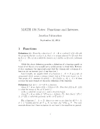 MATH 436 Notes: Functions and Inverses
