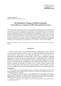 The Fantasmatic Stranger in Polish Nationalism: Critical Discourse Analysis of LPR’S Homophobic Discourse