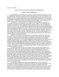 21 Sep 2018 Lists of Victims and Hosts of the Parasitic