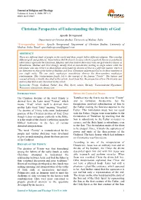 Christian Perspective of Understanding the Divinity of God