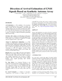 Direction of Arrival Estimation of GNSS Signals Based on Synthetic Antenna Array A