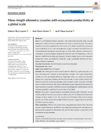 Mass–Length Allometry Covaries with Ecosystem Productivity at a Global Scale