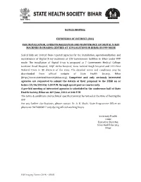 Notice Inviting Expression of Interest (Eoi) for Installation, Operationalization and Maintenance of Digital X-Ray Machines in I
