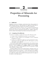 Properties of Minerals for Processing