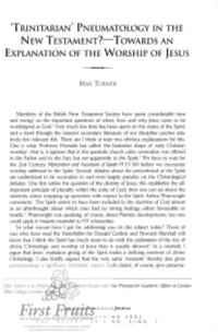 Trinitarian' Pneumatology in the New Testament? -Towards An