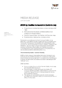 BOOK by Cadillac to Launch in Zurich in July