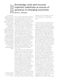 Imperfect Substitutes As Sources of Assurance in Emerging Economies