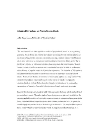 Musical Structure As Narrative in Rock